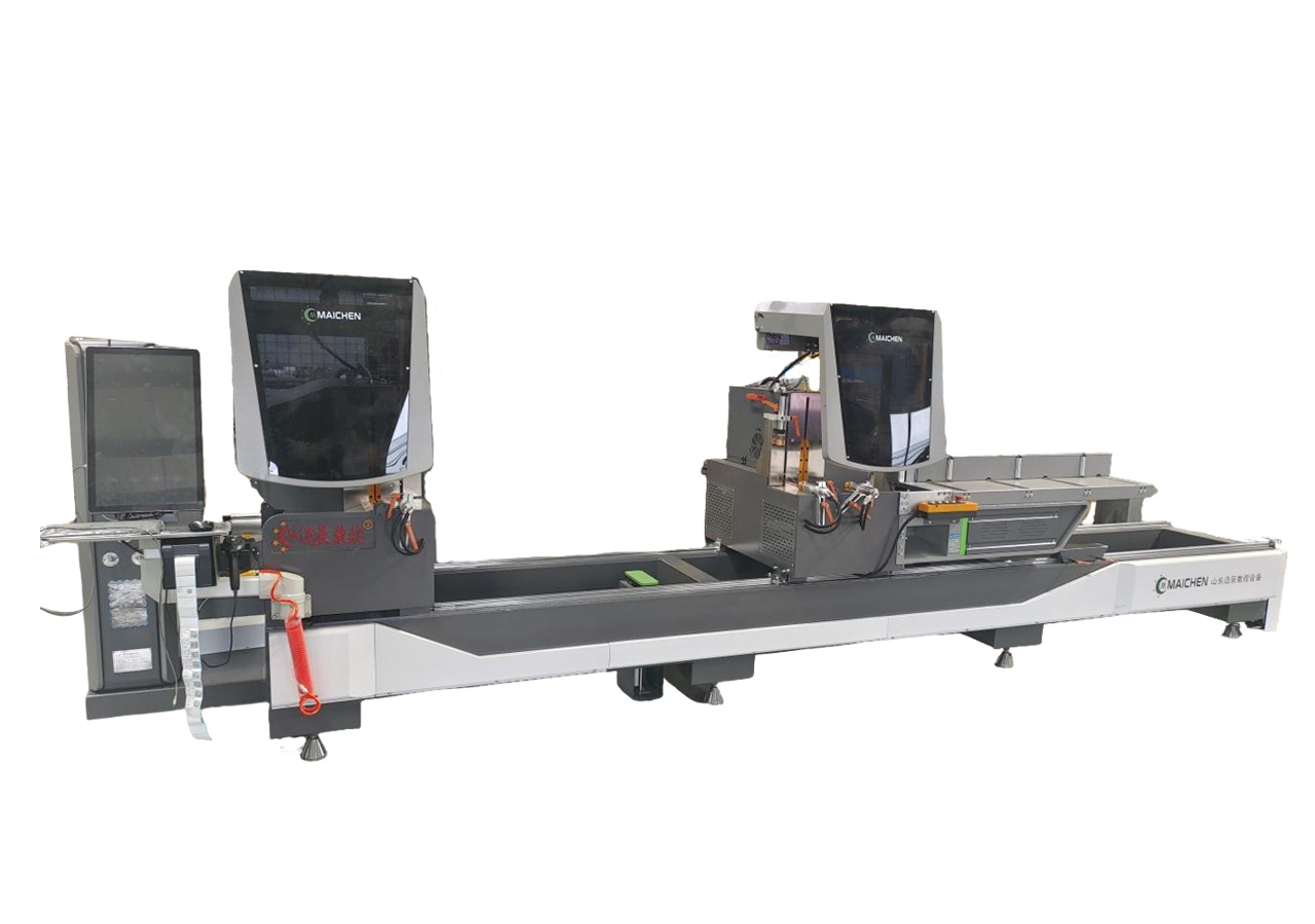 double head miter cutting saw equipment line integration