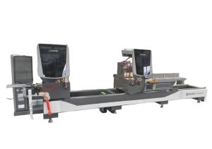 double head miter cutting saw equipment line integration